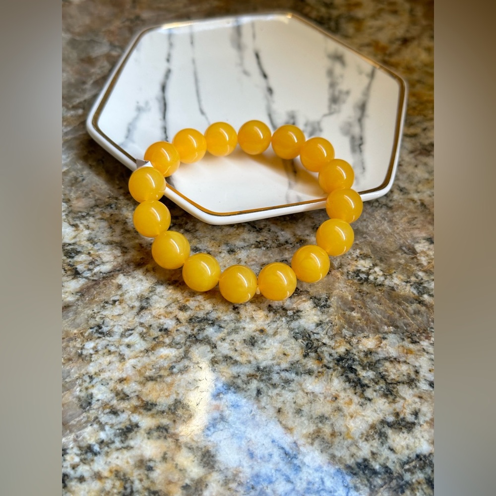 Yellow Mexican Beeswax Bead Stretch Bracelet